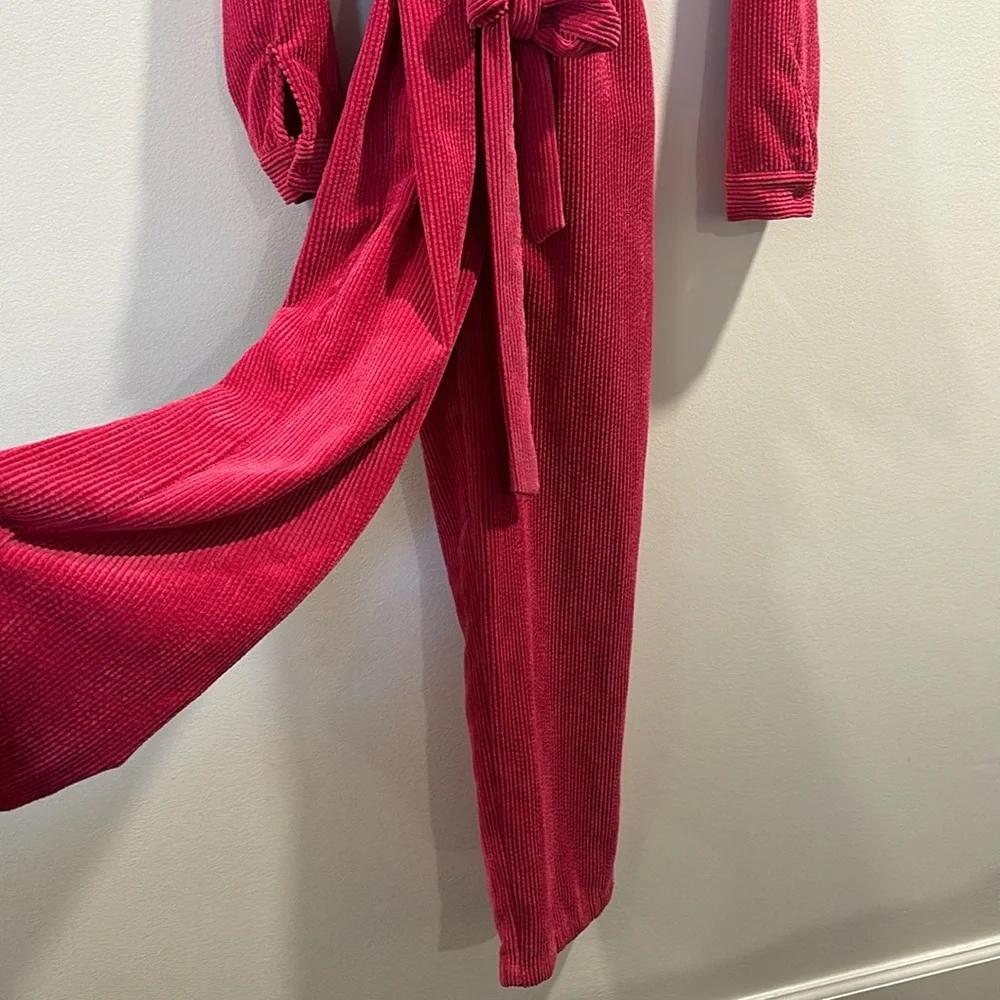 Pink Corduroy Belted Jumpsuit - Picture 4 of 7